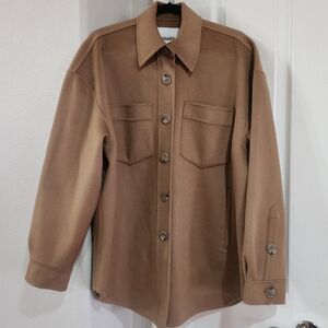 NANUSHKA Ash Camel Button-Up Oversized Shirt Jacket